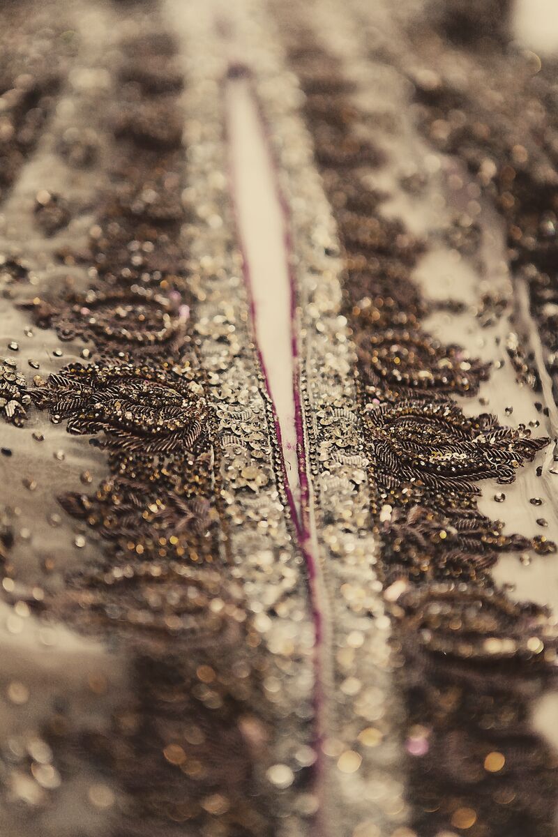 Close detail of zardozi embroidery